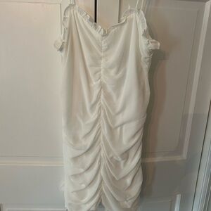 Cotton Candy White Ruched Sheath Mini Dress